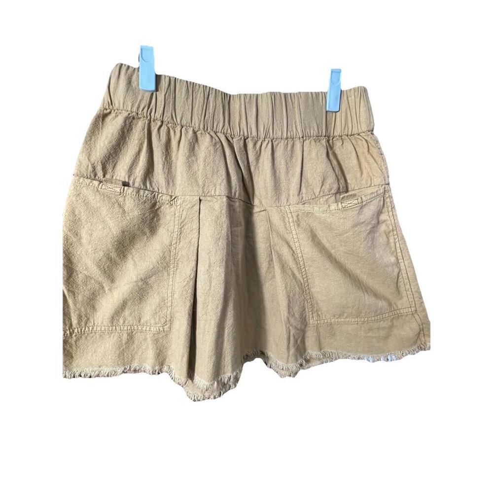 Free People Mariposa Mini Skirt Cocoa Tan Pockets Fringe Hem Size Small